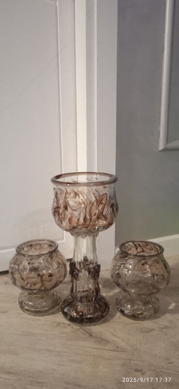 Heç bir deffekti yoxdur. Dekorativ şüşə qablar dəsti - 3 hissədən lalafo.az -da Heç bir deffekti yoxdur. Dekorativ şüşə qablar dəsti - 3 hissədən