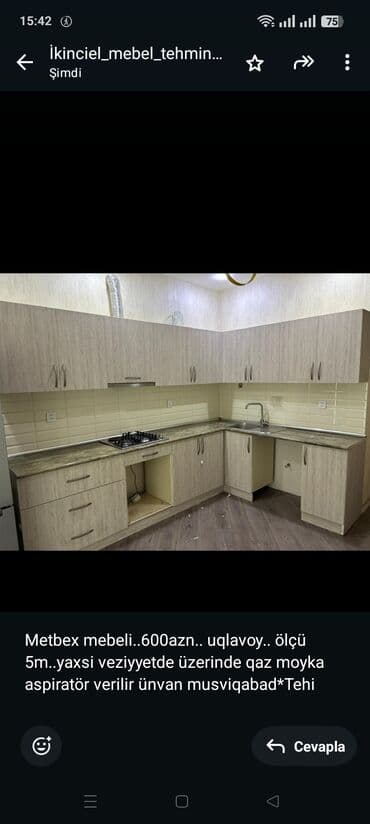 Metbex mebeli. 600azn. uqlavoy. ölçü 5m. yaxsi veziyyetde üzerinde lalafo.az -da Metbex mebeli. 600azn. uqlavoy. ölçü 5m. yaxsi veziyyetde üzerinde