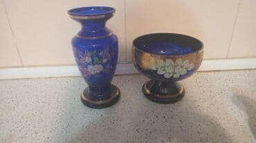 Kobalt-mavi şüşə dekor dəsti - 2 parça: biri klassik formanlı qədəh lalafo.az -da Kobalt-mavi şüşə dekor dəsti - 2 parça: biri klassik formanlı qədəh