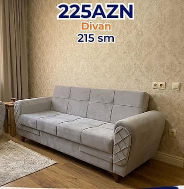 Divan – 215 sm - Rəng: açıq boz - Material: yumşaq parçalı üzlük lalafo.az -da Divan – 215 sm - Rəng: açıq boz - Material: yumşaq parçalı üzlük