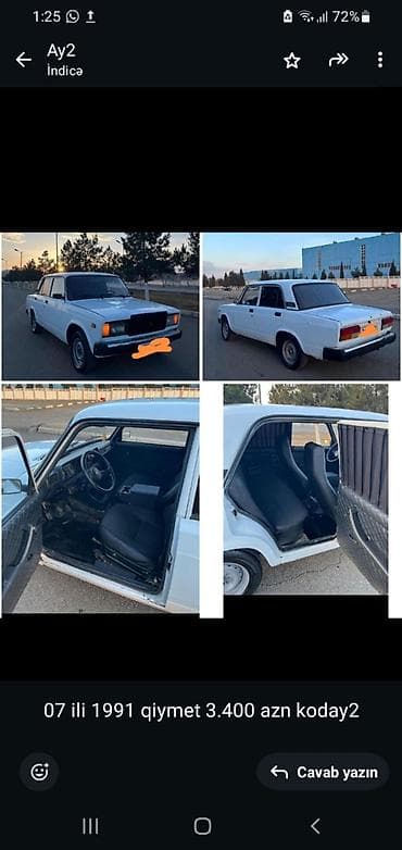 VAZ 2107, 1991-ci il. Ağ rəng, sedan kuzov. Mexaniki sürətlər lalafo.az -da VAZ 2107, 1991-ci il. Ağ rəng, sedan kuzov. Mexaniki sürətlər