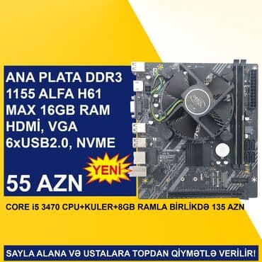 Ana Platası Ana Plata "DDR3 LGA 1155 Alfa H61", Yeni lalafo.az -da Ana Platası Ana Plata "DDR3 LGA 1155 Alfa H61", Yeni