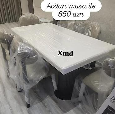 Açılan mexanizmli ağ yemək masası dəsti. Zərif, parlaq üst səth, yumru lalafo.az -da Açılan mexanizmli ağ yemək masası dəsti. Zərif, parlaq üst səth, yumru