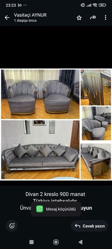 İşlənmiş, Divan, 2 kreslo lalafo.az -da İşlənmiş, Divan, 2 kreslo