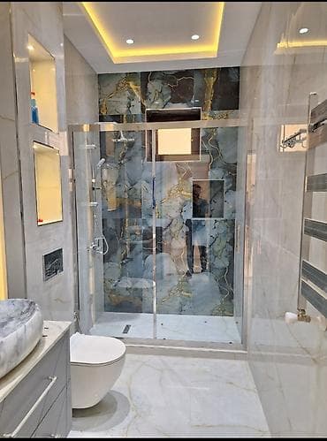 Mərmər dizaynlı duş kabini və hamam aksesuarları dəsti - Geniş şüşə lalafo.az -da Mərmər dizaynlı duş kabini və hamam aksesuarları dəsti - Geniş şüşə