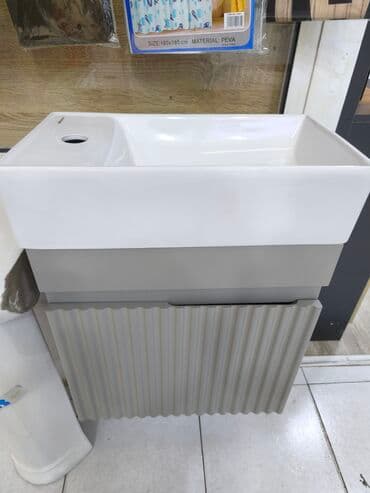 Vanna otağı üçün kompakt asma lavabo və dolab dəsti - Ağ keramika lalafo.az -da Vanna otağı üçün kompakt asma lavabo və dolab dəsti - Ağ keramika