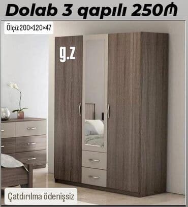 Açılan, 3 qapılı Düz dolab, Qarderob, paltar dolabı lalafo.az -da Açılan, 3 qapılı Düz dolab, Qarderob, paltar dolabı