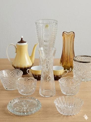 Şüşə/kristal məmulatlardan ibarət dekorativ və süfrə dəsti (11 ədəd) lalafo.az -da Şüşə/kristal məmulatlardan ibarət dekorativ və süfrə dəsti (11 ədəd)