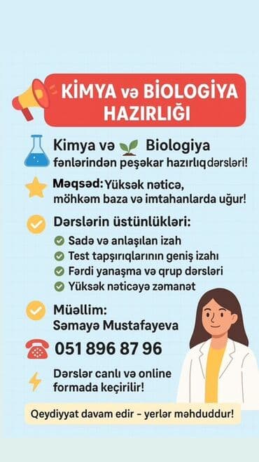 Repetitor, Biologiya, Kimya, Azərbaycan dili, İmtahanlara hazırlıq lalafo.az -da Repetitor, Biologiya, Kimya, Azərbaycan dili, İmtahanlara hazırlıq