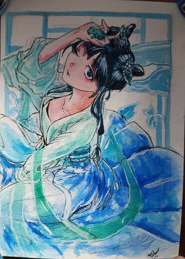 Akvarel illüstrasiya – orijinal əl işi - Texnika: akvarel + incə lalafo.az -da Akvarel illüstrasiya – orijinal əl işi - Texnika: akvarel + incə