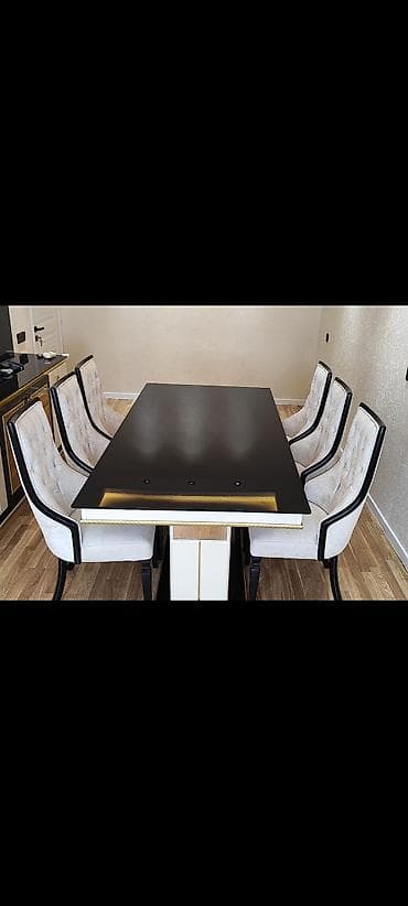 Для гостиной, Б/у, Прямоугольный стол, 6 стульев at lalafo.az Для гостиной, Б/у, Прямоугольный стол, 6 стульев