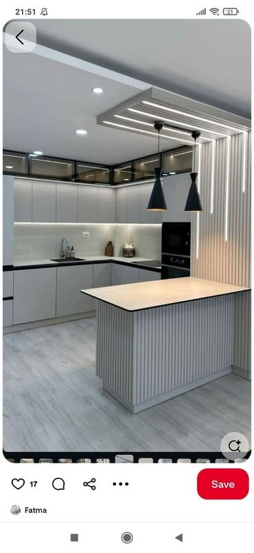 Mətbəx mebeli – müasir dizaynlı L formalı dəst və ada tipli masa - lalafo.az -da Mətbəx mebeli – müasir dizaynlı L formalı dəst və ada tipli masa -