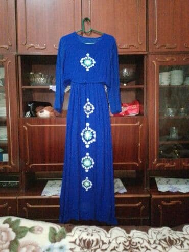 Mavi rəngli uzun don - Model: Uzun, beldən yığma, yüngül axıcı parça lalafo.az -da Mavi rəngli uzun don - Model: Uzun, beldən yığma, yüngül axıcı parça