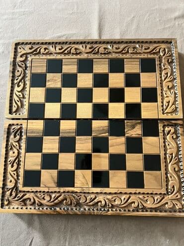 Əl oyma taxta şahmat-dama dəsti - Material: tam ağac korpus, əl ilə lalafo.az -da Əl oyma taxta şahmat-dama dəsti - Material: tam ağac korpus, əl ilə