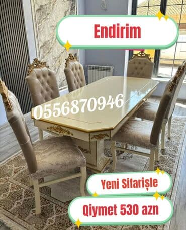 Qonaq otağı üçün, Yeni, Açılmayan, Dördbucaq masa, 6 stul lalafo.az -da Qonaq otağı üçün, Yeni, Açılmayan, Dördbucaq masa, 6 stul