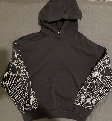 Qara kapüşonlu svitşot – “hörümçək toru” dizaynlı - Rəng: tam qara lalafo.az -da Qara kapüşonlu svitşot – “hörümçək toru” dizaynlı - Rəng: tam qara