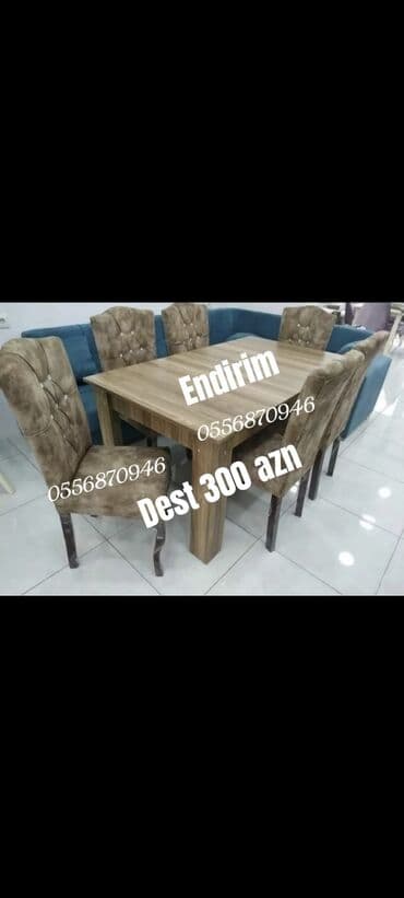 Qonaq otağı üçün, Yeni, Açılmayan, Dördbucaq masa, 6 stul lalafo.az -da Qonaq otağı üçün, Yeni, Açılmayan, Dördbucaq masa, 6 stul