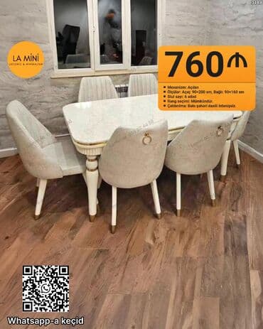 Qonaq otağı üçün, Açılan, Dördbucaq masa, 6 stul lalafo.az -da Qonaq otağı üçün, Açılan, Dördbucaq masa, 6 stul