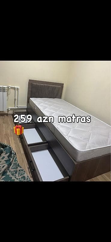 Tək nəfərlik çarpayı və matras dəsti - Ölçü: təxmini 90x200 sm tək lalafo.az -da Tək nəfərlik çarpayı və matras dəsti - Ölçü: təxmini 90x200 sm tək