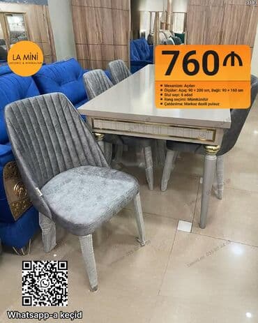 Qonaq otağı üçün, Açılan, Dördbucaq masa, 6 stul lalafo.az -da Qonaq otağı üçün, Açılan, Dördbucaq masa, 6 stul