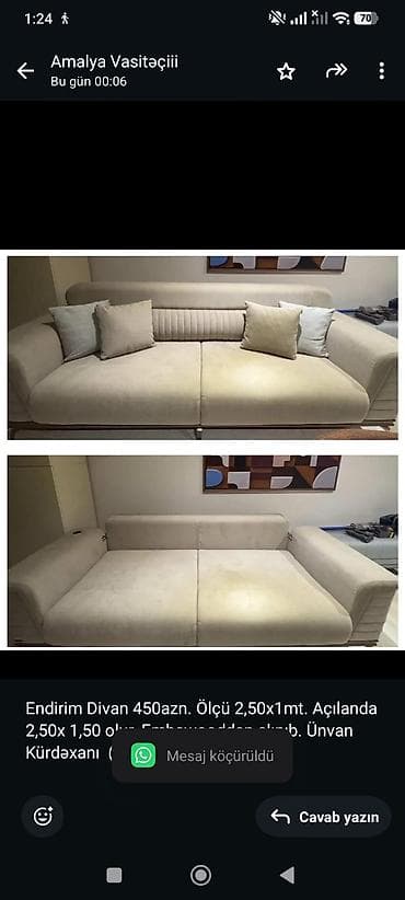 Endirim Divan 450azn. Ölçü 2,50x1mt. Açılanda 2,50x 1,50 olur lalafo.az -da Endirim Divan 450azn. Ölçü 2,50x1mt. Açılanda 2,50x 1,50 olur