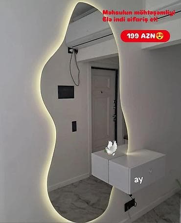 Güzgü Divar üçün, Dekorativ, Arxa işıqlı lalafo.az -da Güzgü Divar üçün, Dekorativ, Arxa işıqlı