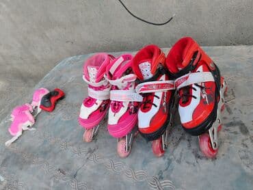 Uşaq üçün iki cüt tənzimlənən inline konki və qoruyucu dəst. - lalafo.az -da Uşaq üçün iki cüt tənzimlənən inline konki və qoruyucu dəst. -