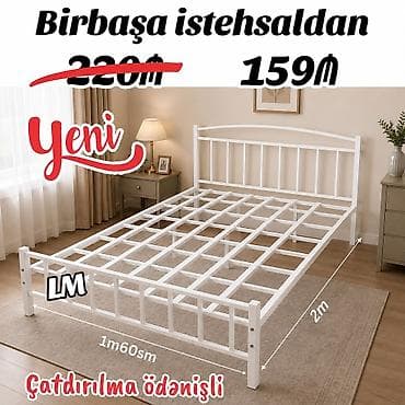 Metal çarpayı karkası – ağ rəng - Ölçü: 160 sm x 200 sm - Material lalafo.az -da Metal çarpayı karkası – ağ rəng - Ölçü: 160 sm x 200 sm - Material