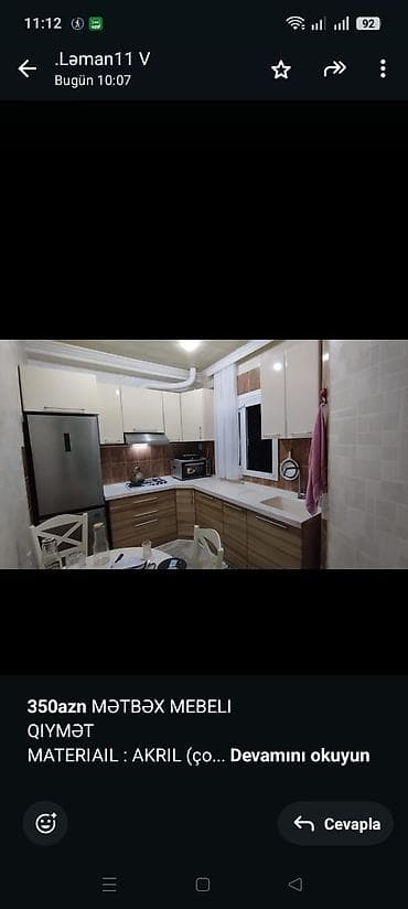 *350azn* MƏTBƏX MEBELI QIYMƏT MATERIAIL : AKRIL (çox mohkem material) lalafo.az -da *350azn* MƏTBƏX MEBELI QIYMƏT MATERIAIL : AKRIL (çox mohkem material)