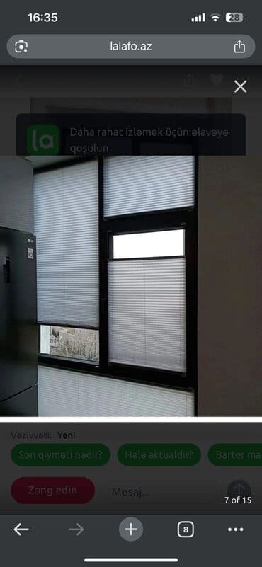 Plisse və jalüz pərdələr – plastik və alüminium pəncərələr üçün ölçüyə lalafo.az -da Plisse və jalüz pərdələr – plastik və alüminium pəncərələr üçün ölçüyə