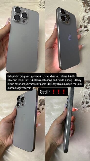 IPhone 15 Pro Max, 256 GB, Natural Titanium, Face ID lalafo.az -da IPhone 15 Pro Max, 256 GB, Natural Titanium, Face ID