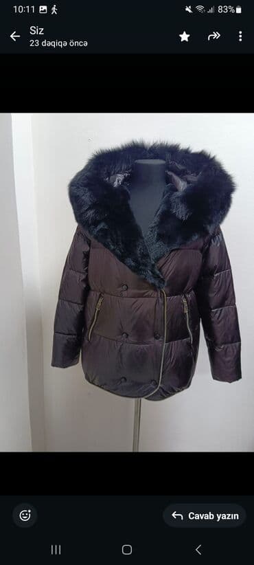 Qadın qış gödəkçəsi - Rəng: tünd bənövşəyi/şokolad tonlarında, parlaq lalafo.az -da Qadın qış gödəkçəsi - Rəng: tünd bənövşəyi/şokolad tonlarında, parlaq