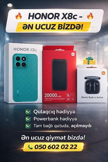 Honor X8c, 256 GB, rəng - Boz, Zəmanət, Düyməli, Sensor lalafo.az -da Honor X8c, 256 GB, rəng - Boz, Zəmanət, Düyməli, Sensor