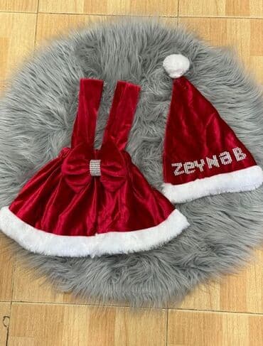 Qırmızı Samt Yeni il Dəsti – uşaq üçün - Dəst: paltar və papaq - lalafo.az -da Qırmızı Samt Yeni il Dəsti – uşaq üçün - Dəst: paltar və papaq -