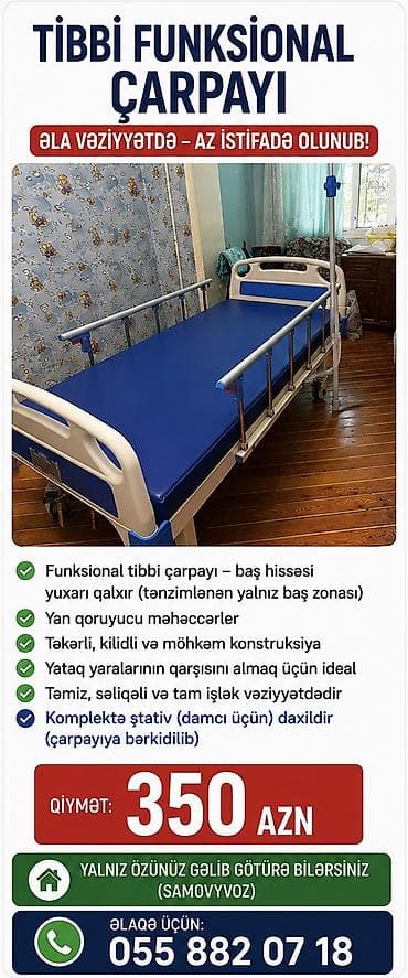 Tibbi funksional çarpayı – Baş hissəsi mexaniki şəkildə yuxarı lalafo.az -da Tibbi funksional çarpayı – Baş hissəsi mexaniki şəkildə yuxarı