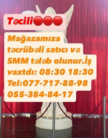 Satış məsləhətçisi tələb olunur, Yalnız kişilər üçün, 18-29 yaş, Aylıq ödəniş lalafo.az -da Satış məsləhətçisi tələb olunur, Yalnız kişilər üçün, 18-29 yaş, Aylıq ödəniş