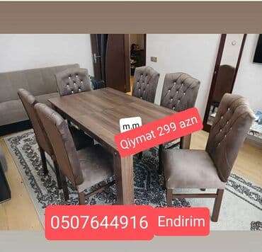 Qonaq otağı üçün, Yeni, Açılmayan, Dördbucaq masa, 6 stul lalafo.az -da Qonaq otağı üçün, Yeni, Açılmayan, Dördbucaq masa, 6 stul